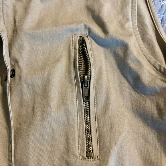 Zenana Women’s Khaki Cotton Hooded Zip Up Vest Size Large - Picture 4 of 6